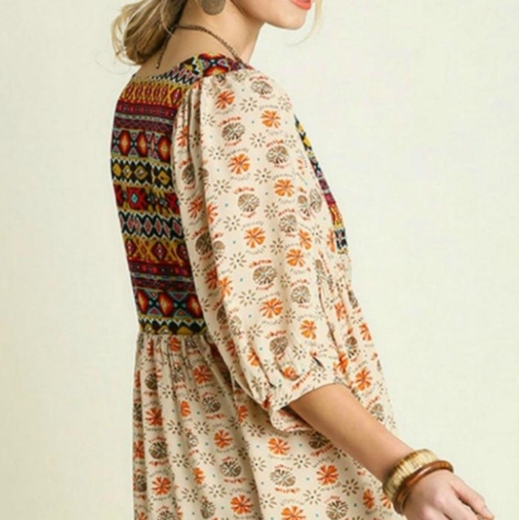 Umgee Free Spirit Dress Boho Babydoll Tribal Aztec - Picture 6 of 11